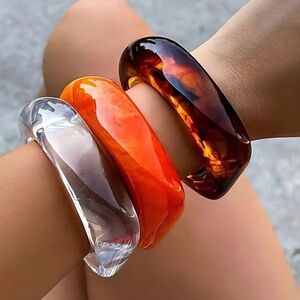 Women's Bracelet Set - Clear, Orange, Brown